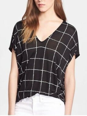 Vince windowpane plaid short-sleeve top